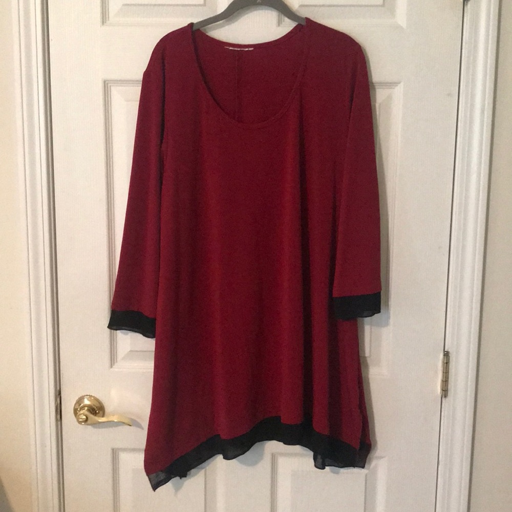 Plus size tunic with sheer trim 2X